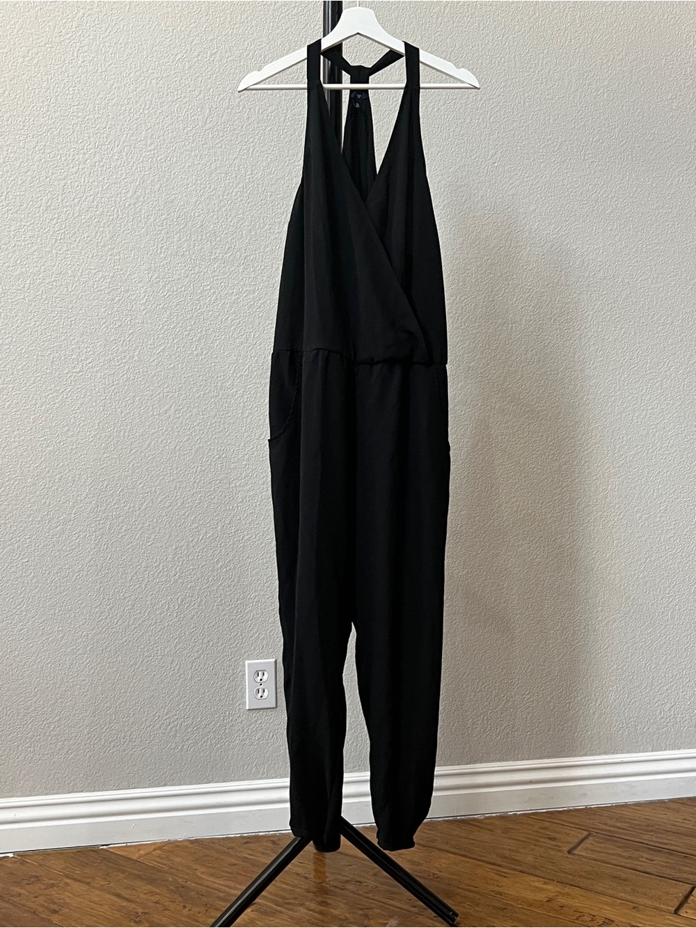 GAP Boho Indie Sleaze baggy beach romper jumpsuit  tapered legs Black L